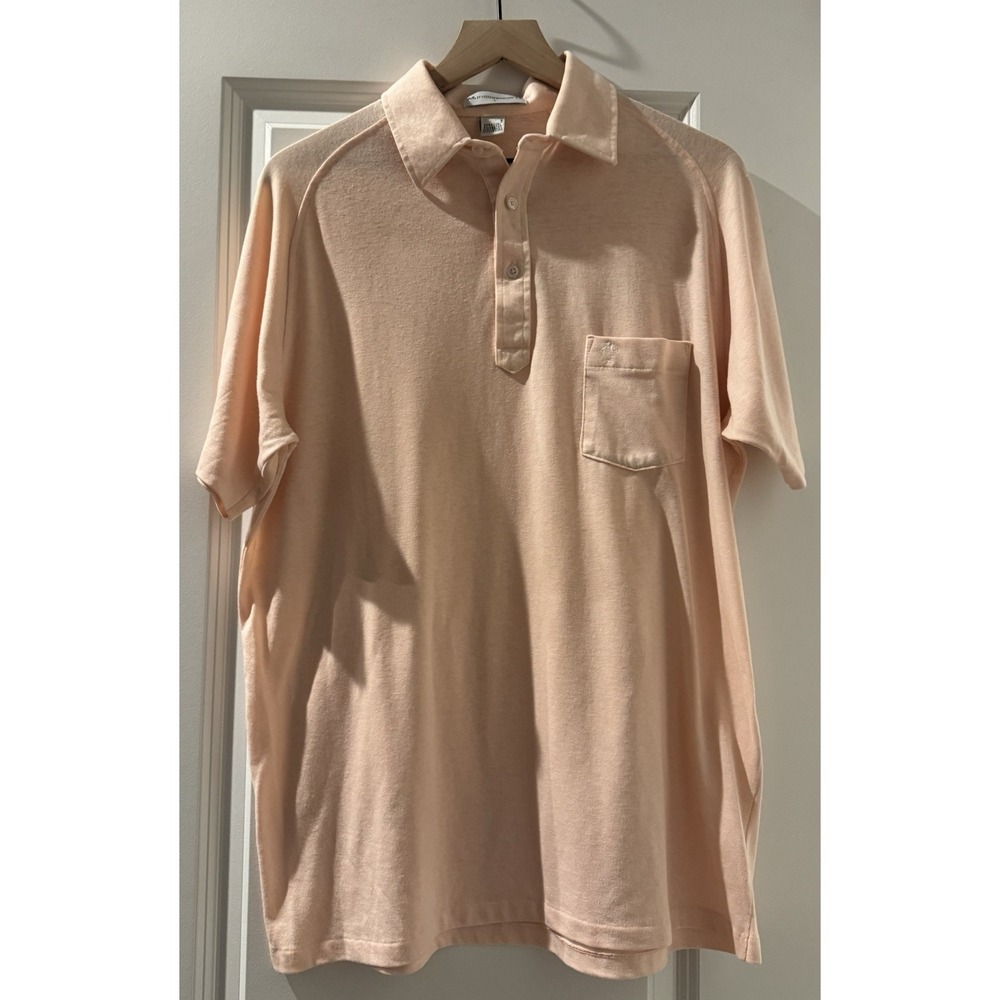 Vintage Munsingwear Penguin Polo Shirt Large Pink USA Made Pocket Golf Casual